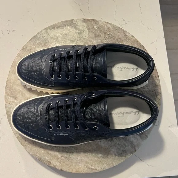 Salvatore Ferragamo Men's Navy Sneakers - Picture 2 of 7